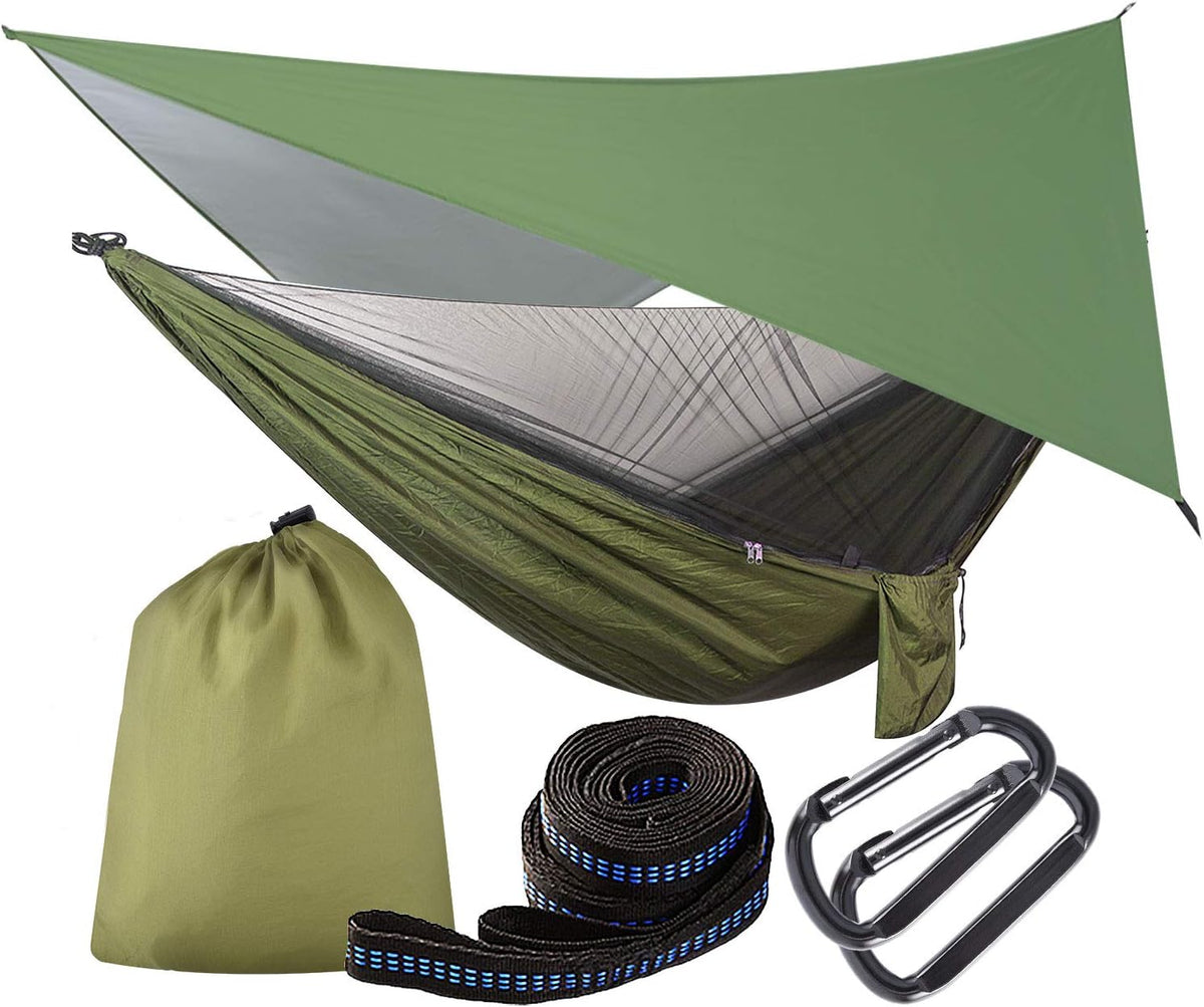 Hammock with Mosquito Net, 114X54 Inch Outdoor Camping Hammocks with Large Tarp for Waterproof Lightweight Camping Hammock Tent 440 LBS Load Capacity for Hiking Picnic Courtyard